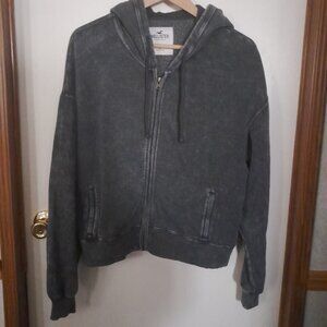 HOLLISTER Women's Washed Gray Full-zip Hoodie Size M